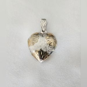 Vintage Locket FAS - Designs by FMC Sterling Silver w/ Vermeil Flowers Pendant 